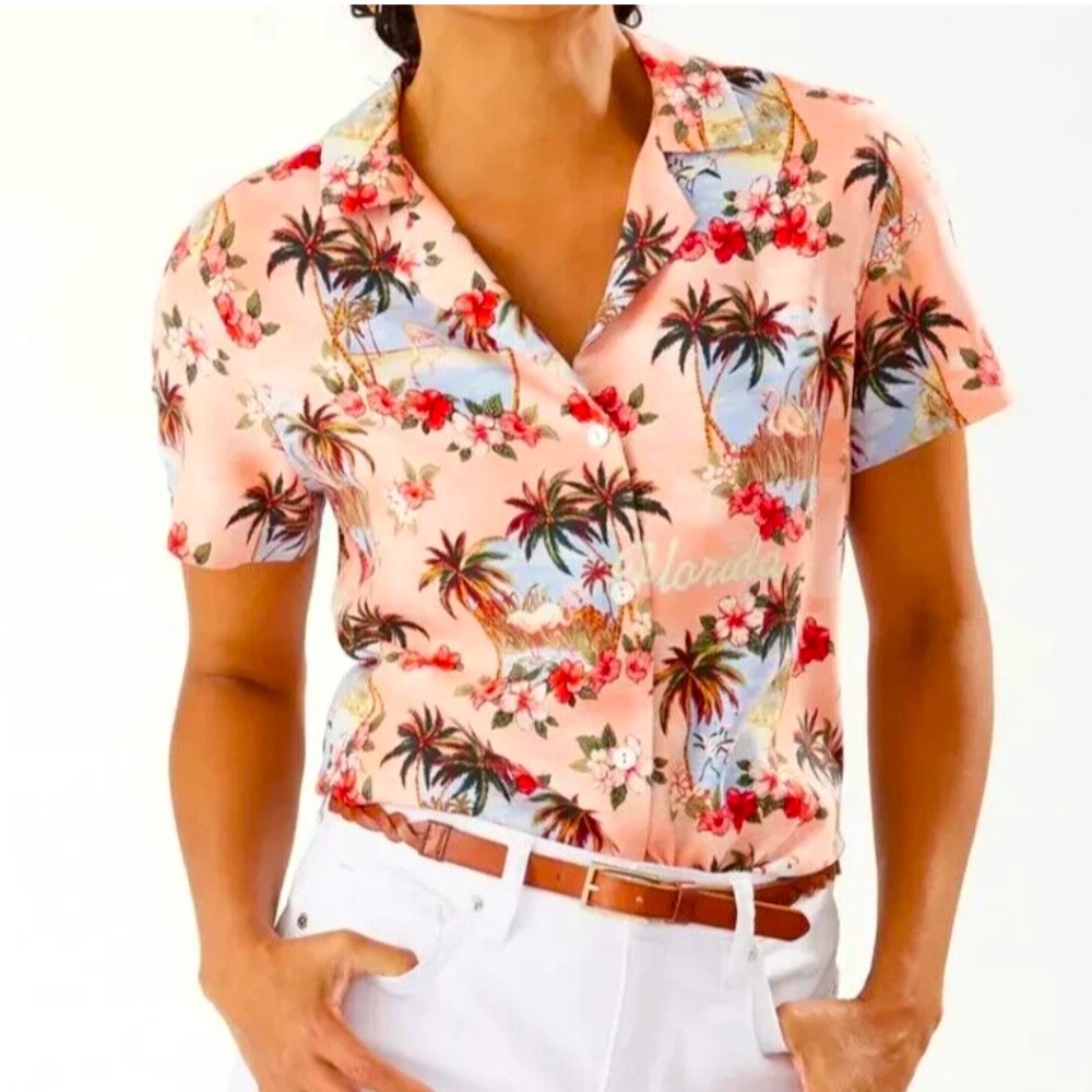 NWT Tommy Bahama Greetings from Florida Talulla Silk Camp Shirt